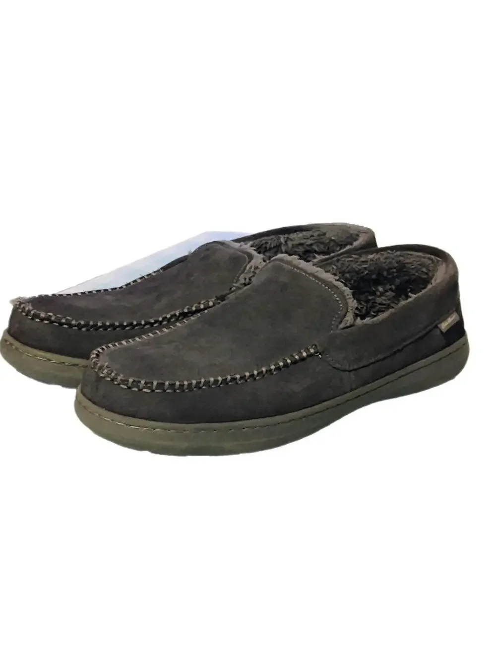 Eddie Bauer Men's Moccasin Suede Faux Fur Lined Slipper XL 11-12 Comfort